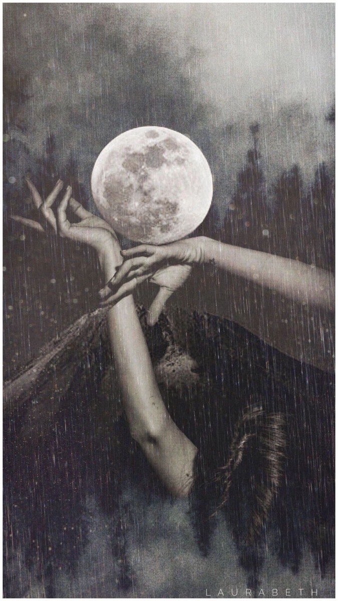 Artwork of hands cradling the moon