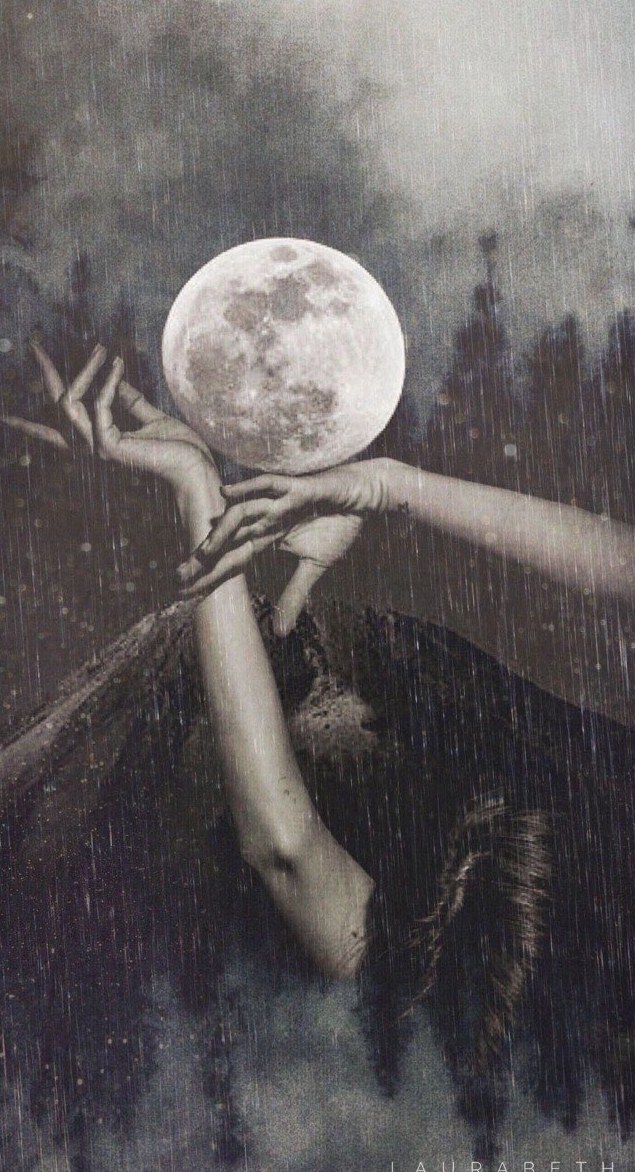 Artwork of hands cradling the moon